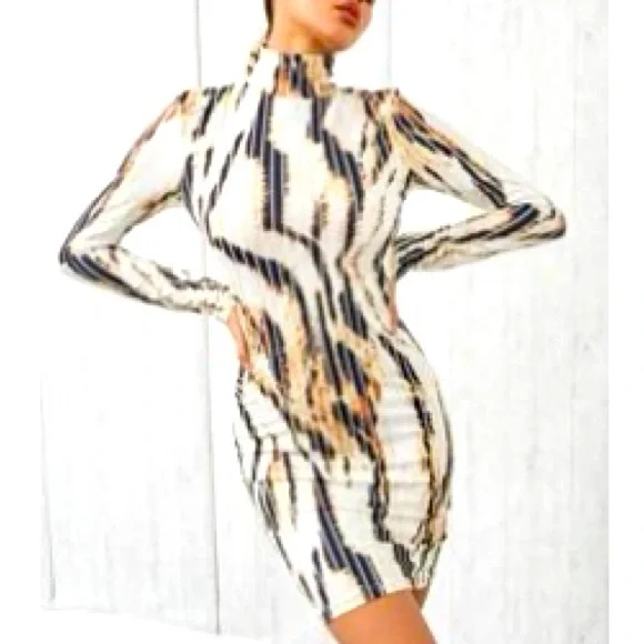 knee length dresses for ladies Multi Tiger Print 3/4 Sleeve Shirt Midi Dress – AX Paris US